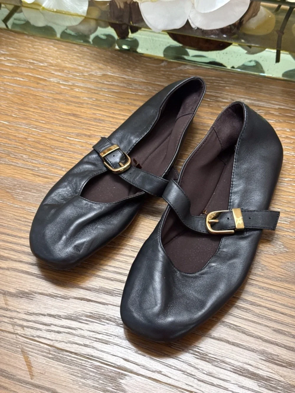 Zara leather buckle ballet flats - 8.5 (39)